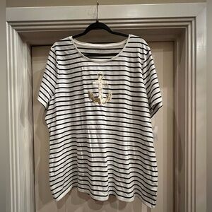 NWT Talbots sequined short sleeve anchor tee, size 3X